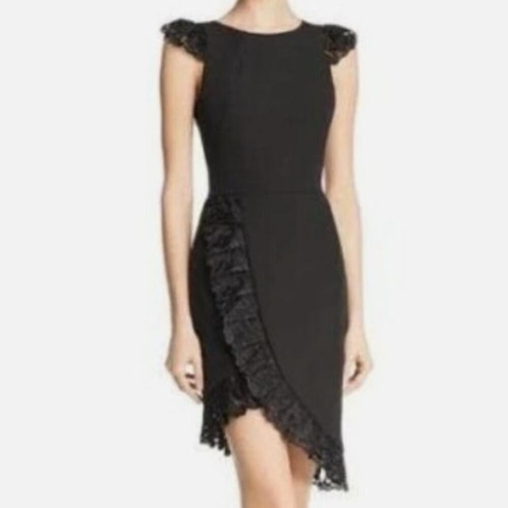 Bronx & Banco Black Hanna Lace Trim Mini Dress Size M / US 6